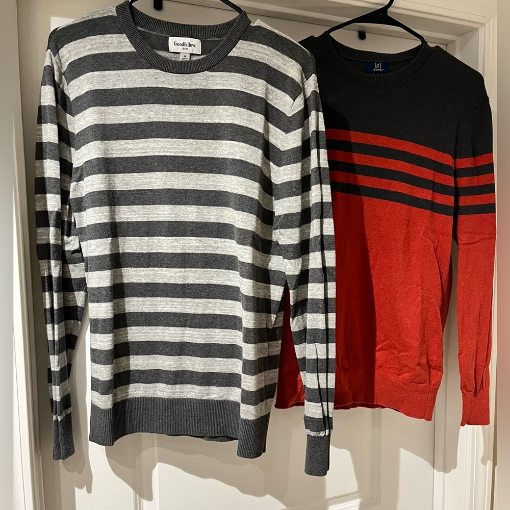 Men’s Striped Crewneck Pullover Sweater - Goodfellow